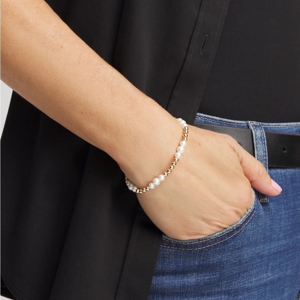 Goldtone Bead Stretch Bracelet - Picture 3 of 5